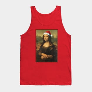 FUNNY CHRISTMAS MONA LISA IN A SANTA HAT Tank Top